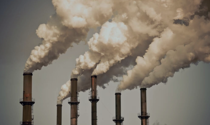 Factories pollute the air